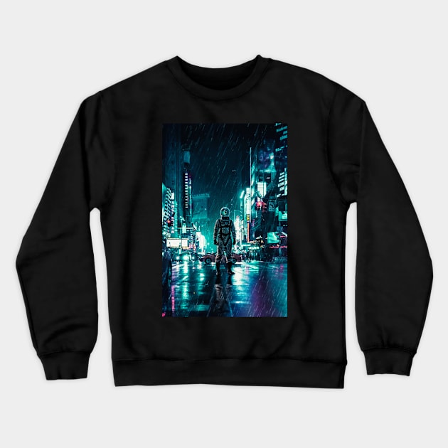 Another Rainy Night ( The Continuous Tale Of The Lost Astronauta) Crewneck Sweatshirt by SeamlessOo